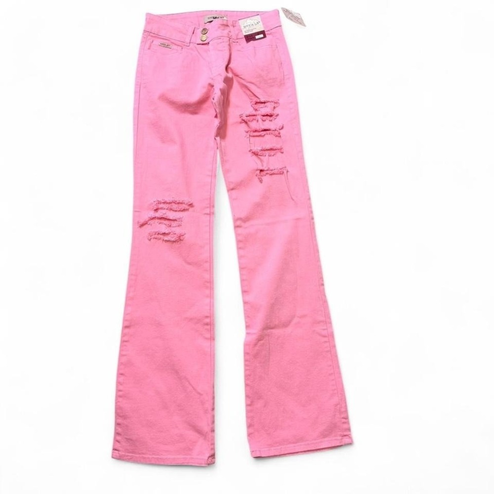 Y2K‎ Pink Low Rise Ripped Flare Jeans